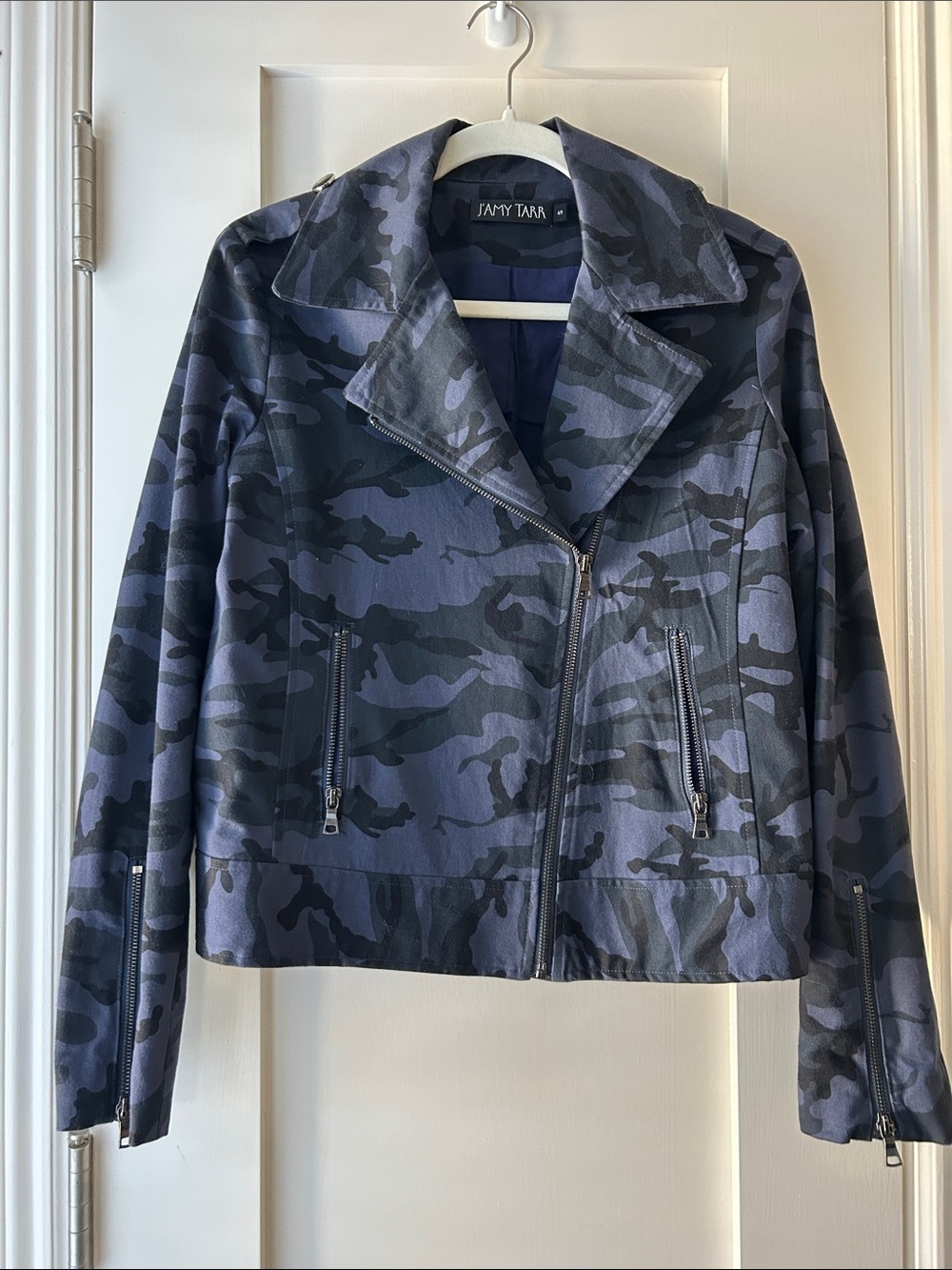 J’AMY TARR Women's Navy Camo Moto Jacket
